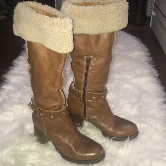 NAPOLEONI fur lined cognac leather MADE IN ITALY BOOTS, size 6 - Picture 9 of 9